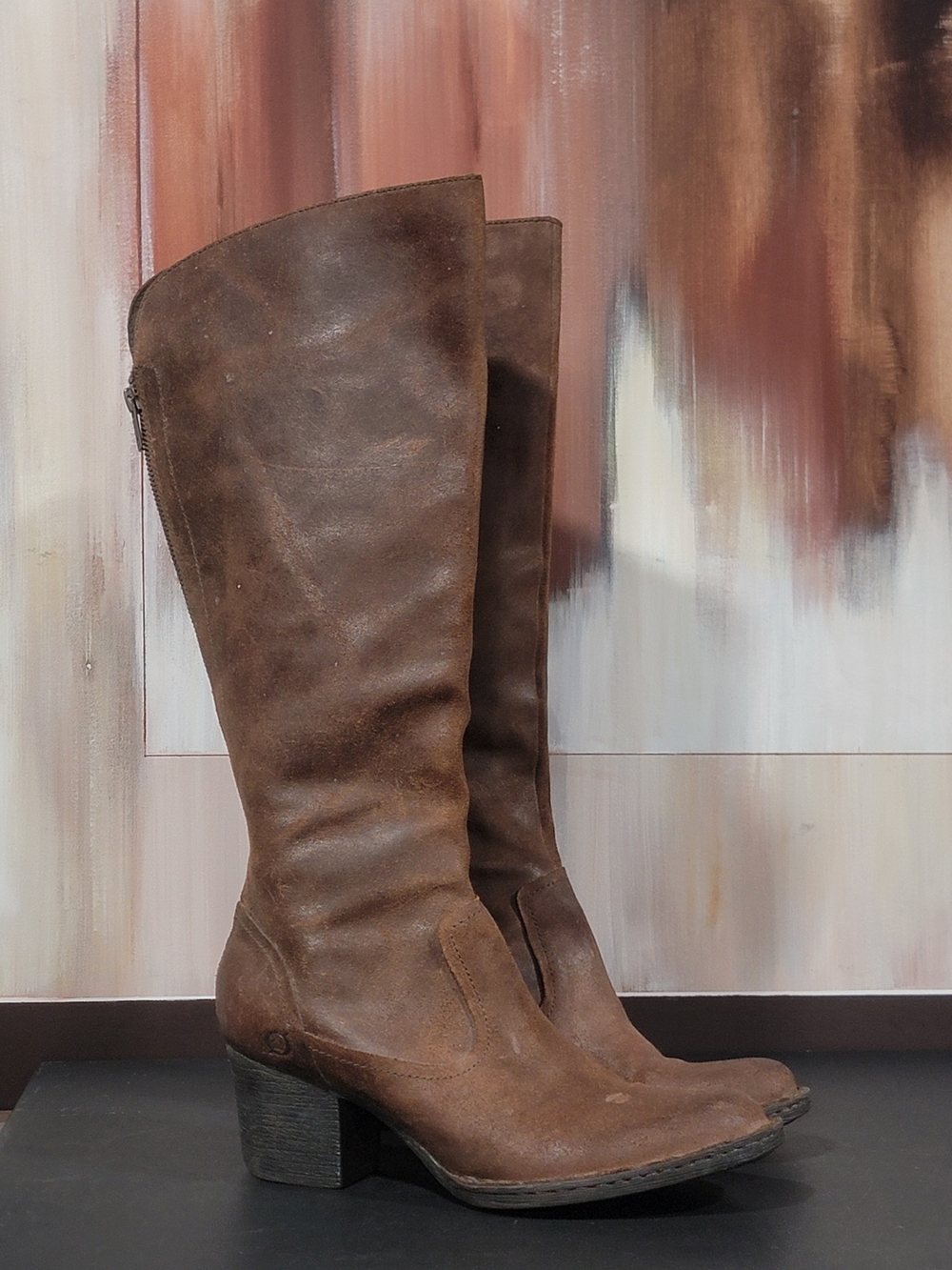 Born Brown Leather Knee-High Heeled Boots